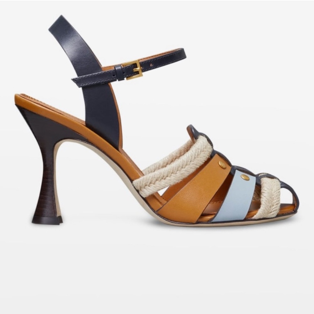Tory Burch Fisherman Color Block Jute Sandals 10.5